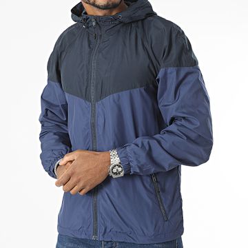 Urban Classics - Cortaviento con capucha y cremallera 2-Tone Tech TB2107 Azul Marino