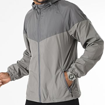 Urban Classics - Cortaviento con capucha y cremallera 2-Tone Tech TB2107 Gris Beige Topo