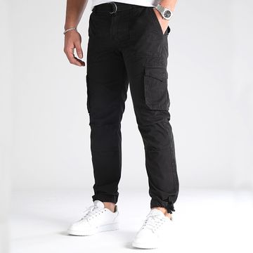 LBO - Pantalones cargo con cinturón 0441 Negro