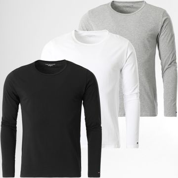 Tommy Hilfiger - Juego De 3 Camisetas De Manga Larga 3022 Negro Blanco Gris Brezo
