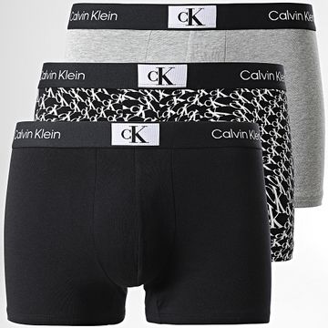 Calvin Klein - Juego de 3 calzoncillos 1996 NB3528E Negro Gris Heather