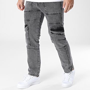 2Y Premium - Pantalón cargo vaquero gris jaspeado
