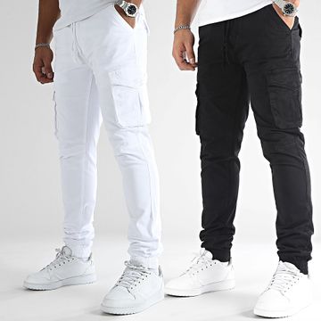 John H - Lote de 2 pantalones cargo XQ05 negro blanco