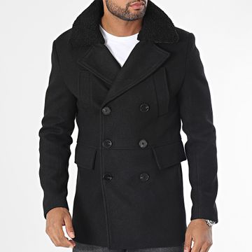Frilivin - Abrigo con cuello de piel de oveja negra
