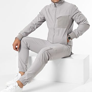 Zelys Paris - Conjunto de chaqueta y pantalón cargo gris claro