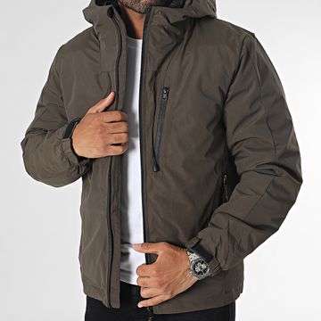 KZR - Parka con capucha verde caqui