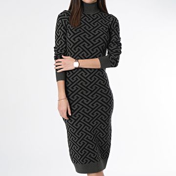 Vero Moda - Aria Women's High Neck Sudaderaer Dress Caqui Verde Negro