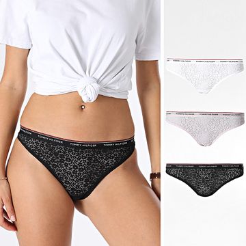 Tommy Hilfiger - Juego De 3 Braguitas Mujer 4896 Negro Blanco Rosa