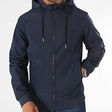 Jack And Jones - Chaqueta Basic Softshell Navy con capucha y cremallera