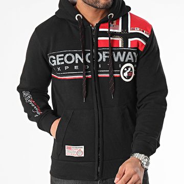 Geographical Norway - Sudadera negra con capucha y cremallera