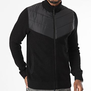 Jack And Jones - Chaqueta híbrida negra de punto con cremallera