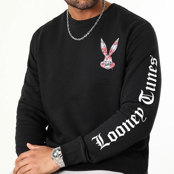 Looney Tunes - Sudadera Crewneck Mangas Bugs Bunny Graffiti Rosa Negro