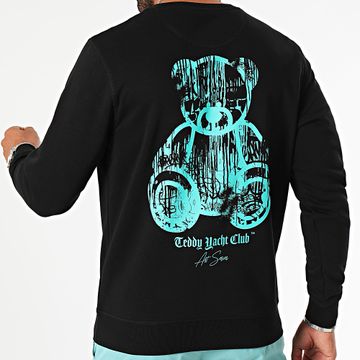 Teddy Yacht Club - Sudadera Art Series Dripping Crewneck Negro Turquesa