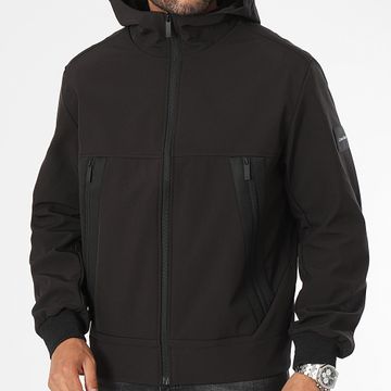 Calvin Klein - Chaqueta negra con capucha y cremallera Recycled Softshell 1026