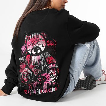 Teddy Yacht Club - Sudadera de cuello redondo para mujer de la serie Art Dripping Pink Negro