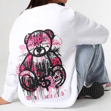 Teddy Yacht Club - Sudadera Crewneck Mujer Art Series Dripping Rosa y Blanca