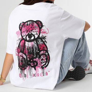 Teddy Yacht Club - Camiseta Oversize Large Mujer Art Series Dripping Pink Blanco