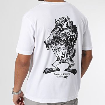 Looney Tunes - Camiseta Oversize Large Taz Graffiti Gris Blanco