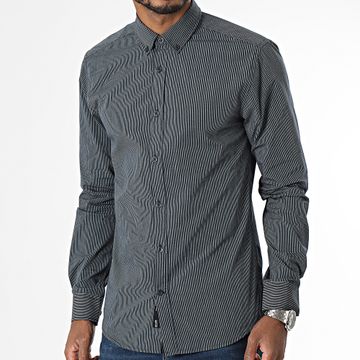 Only And Sons - Sky Life Camisa azul marino de manga larga a rayas