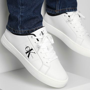 Calvin Klein - Baskets Classic Cupsole Low Cuero 0864 Blanco Brillante Negro