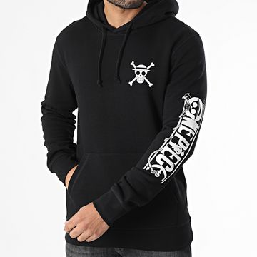 One Piece - Mugiwara Sleeves Hoodie Negro Blanco