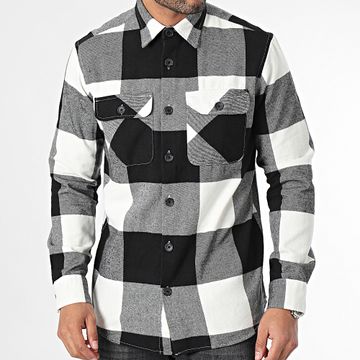 Jack And Jones - Darren Gris Negro Blanco Camisa de manga larga a cuadros
