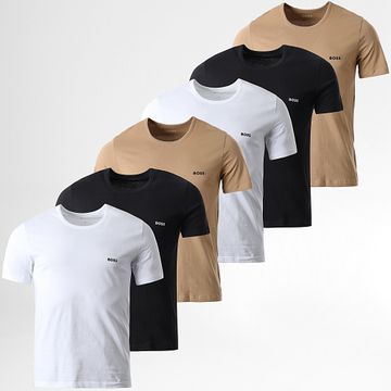 BOSS - Lote de 6 camisetas clásicas 50475284 Negro Blanco Camel