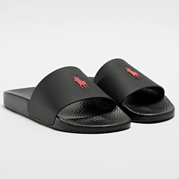 Polo Ralph Lauren - Sandalias Polo Slide Negro Rojo