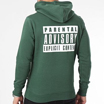 Parental Advisory - Sudadera con capucha Big Back Logo Verde Blanco