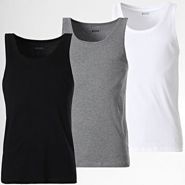 BOSS - Lote de 3 camisetas de tirantes 50475278 Negro Blanco Gris Heather