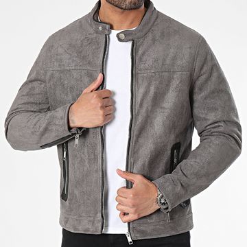 Frilivin - Chaqueta motera gris