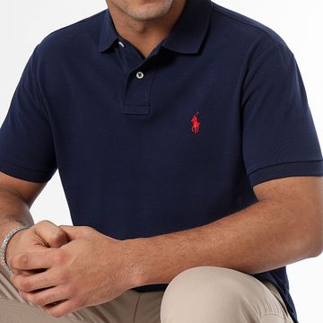 Polo Ralph Lauren - Polo de manga corta Slim Piqué de algodón azul marino