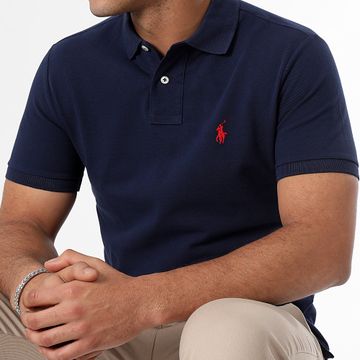 Polo Ralph Lauren - Polo de manga corta Slim Piqué de algodón azul marino