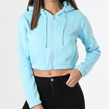 Project X Paris - Sudadera con capucha y cremallera para mujer Crop F243312 Azul claro