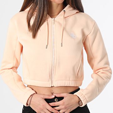 Project X Paris - Sudadera con capucha y cremallera para mujer Crop F243312 Salmón