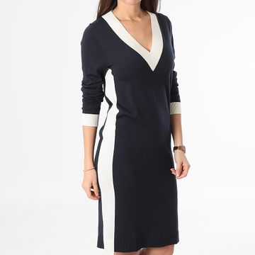 Tommy Hilfiger - Vestido jersey de rayas azul marino Varsity 0690 para mujer