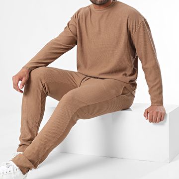 Frilivin - Conjunto de jersey y pantalón de chándal marrón