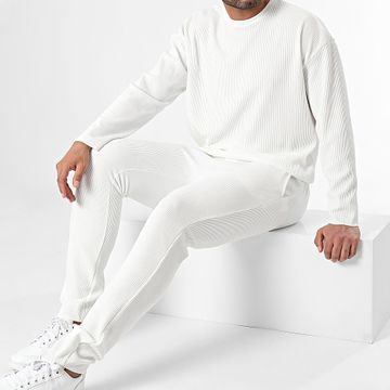 Frilivin - Conjunto de jersey y pantalón de chándal blanco
