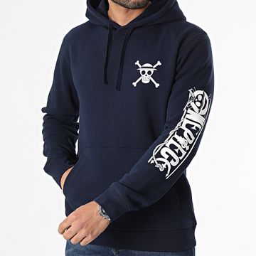 One Piece - Sudadera con capucha Mugiwara Colors Azul Marino Blanco