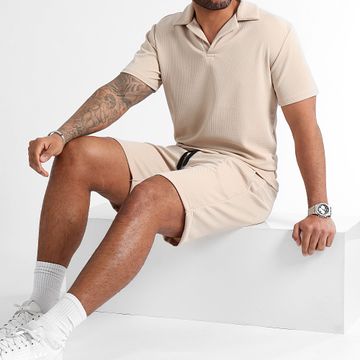 LBO - Juego de polos waffle texturizados 0811 Beige