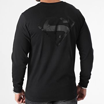 DC Comics - Camiseta negra de manga larga Superman Logo Carbon