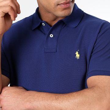 Polo Ralph Lauren - Polo Manga Corta Slim Algodón Piqué Azul Oscuro