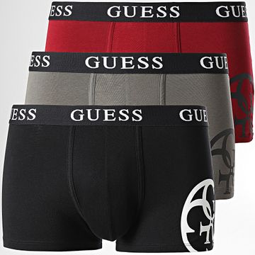 Guess - Juego de 3 bóxers U4RG04-K6YW0 Negro Rojo Gris
