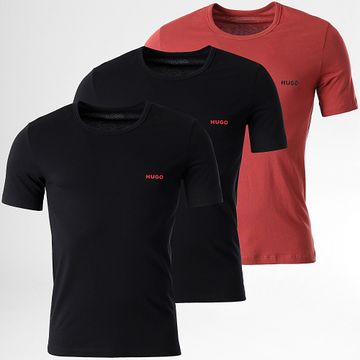 HUGO - Lote de 3 camisetas 50480088 Negro Rojo