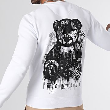 Teddy Yacht Club - Art Series Dripping Sudadera de cuello redondo en blanco y negro Blanco