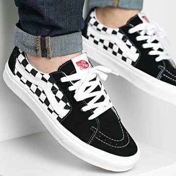 Vans - Sk8 Low A4UUK Canvas Suede Black Checkerboard Sneakers