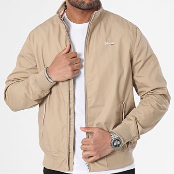 Schott NYC - Chaqueta con cremallera Kenton Beige Slim Fit