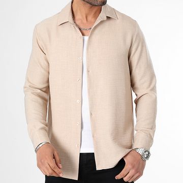 LBO - Camisa de manga larga efecto lino 0957 Beige