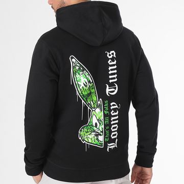 Looney Tunes - Sudadera con capucha Bugs Bunny Graffiti Half Green Negra