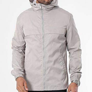 Ikao - Chaqueta gris con capucha y cremallera